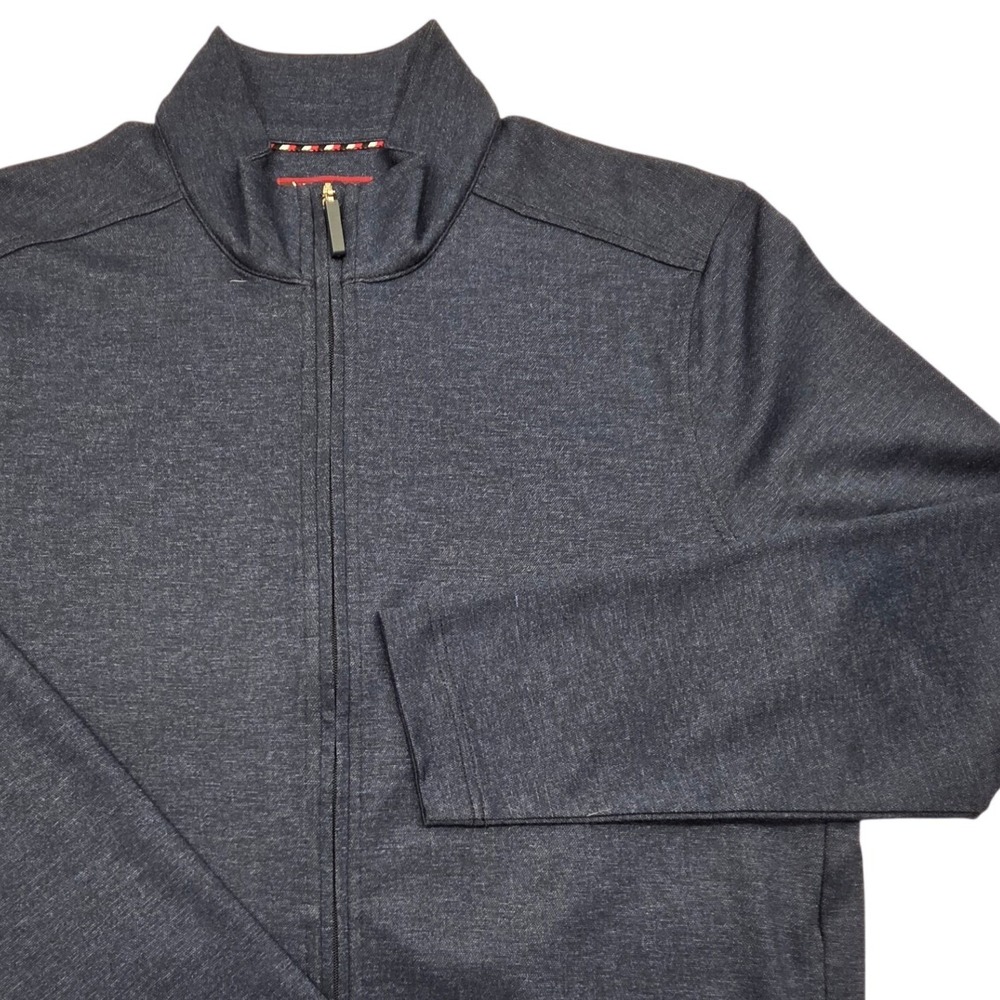 Johnston & Murphy XC4 Full Zip Textured Print Sweatshirt Navy Blue Mens Large